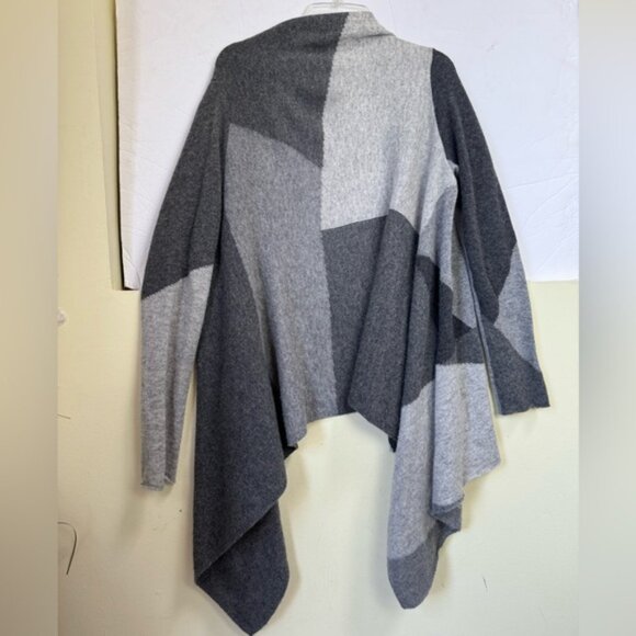 Saffron Cashmere Cardigan Open Color Block Graphic Sweater Knit Lightweight S - Picture 8 of 16